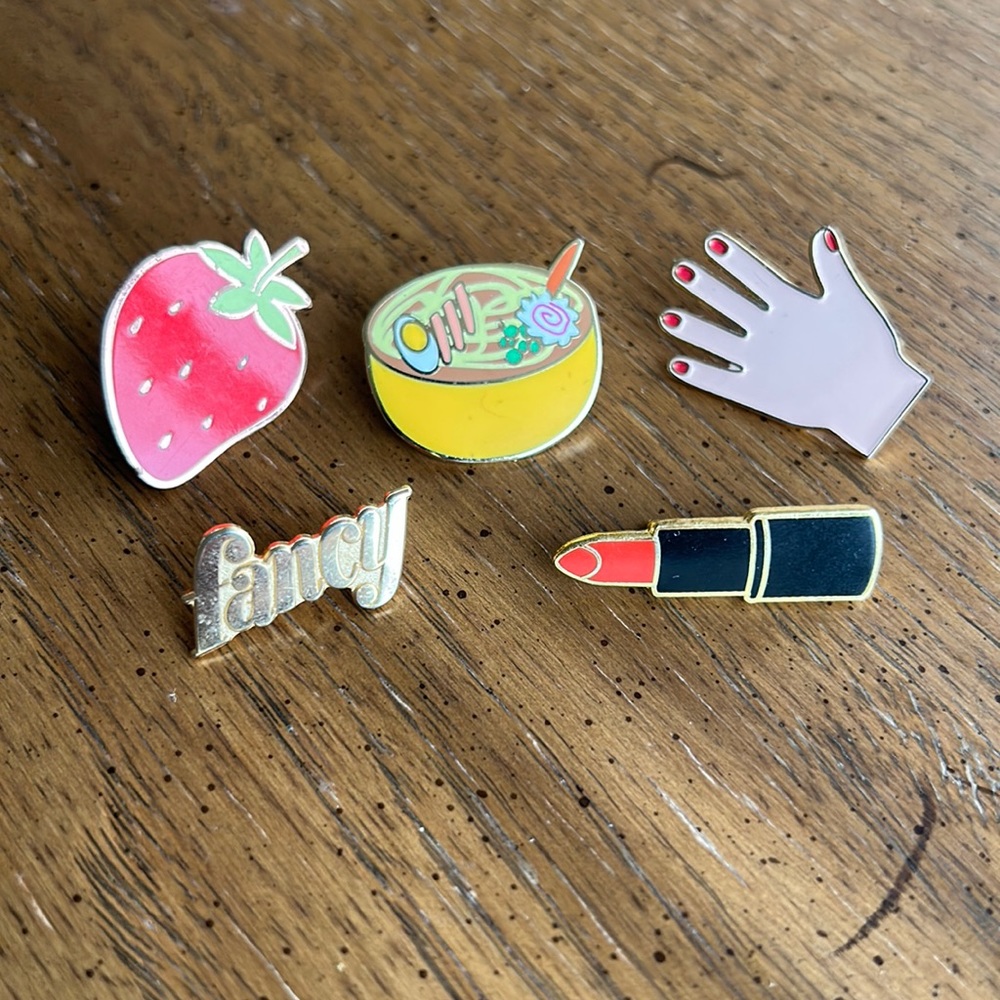 Lot of 5 indie designer enamel pins